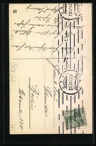 Präge-AK Gekreuzte deutsche Fahnen, Neujahrsgruss