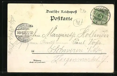 Lithographie Itzehoe, Breiten-Burg, Kaiserliche Post, St. Laurenthy