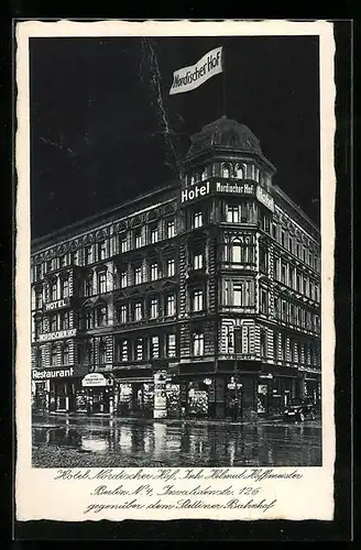 AK Berlin, Hotel Nordischer Hof, Invalidenstrasse 126 gegenüber dem Stettiner-Bahnhof Ecke Eichendorffstrasse