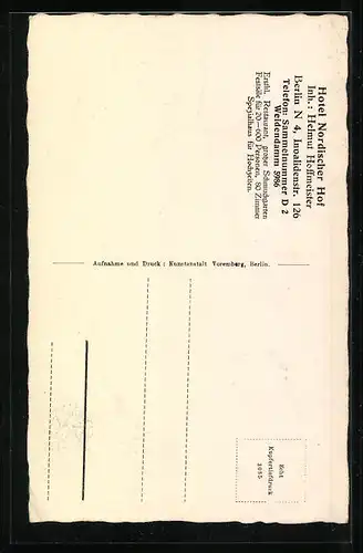 AK Berlin, Hotel Nordischer Hof, Invalidenstrasse 126 gegenüber dem Stettiner-Bahnhof Ecke Eichendorffstrasse
