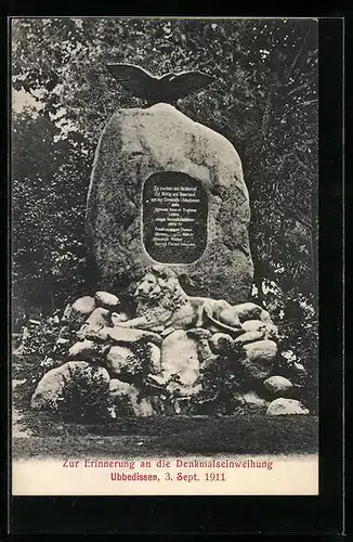 AK Ubbedissen, Zur Erinnerung an die Denkmalseinweihung 3. Sept. 1911