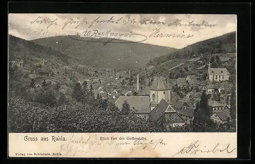AK Ruhla, Blick von der Gottesgabe auf die Stadt