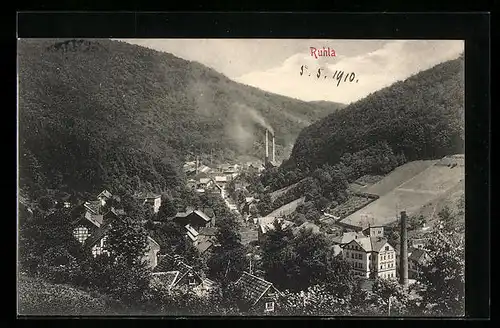 AK Ruhla, Ortsansicht aus der Vogelschau