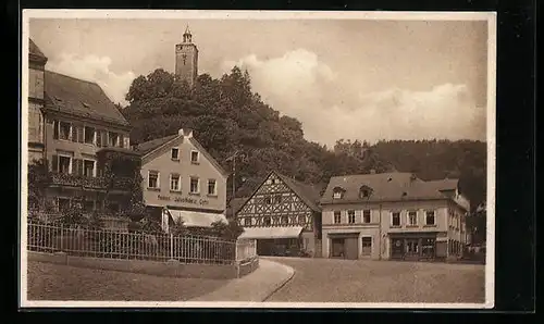 AK Berneck / Fichtelgeb., Marktplatz mit Feinkost Julius Bube