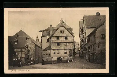 AK Monschau, Ortspartie mit alten Gebäuden