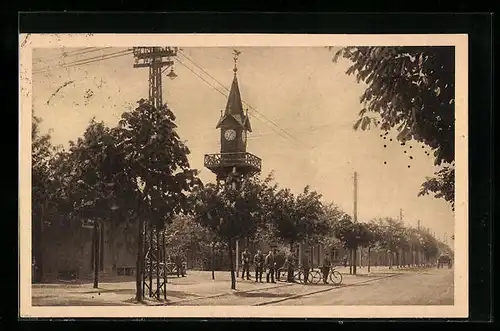 AK Altengrabow, Kaiser Wilhelmstrasse, Uhrturm
