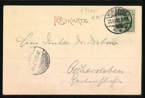 AK Merseburg, Schlosshof, Dom und Neptunsbrunnen