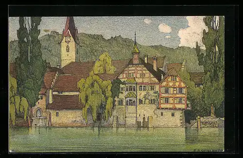 Künstler-AK Ernst E. Schlatter: Zürich, Kloster St. Georgen