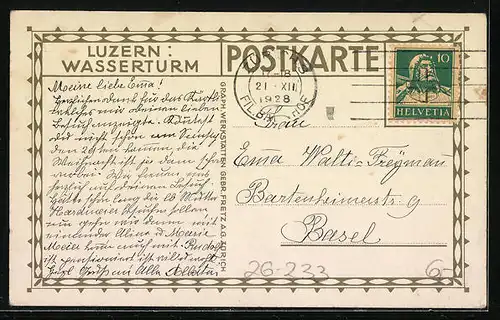 Künstler-AK Ernst E. Schlatter: Luzern, Partie am Wasserturm