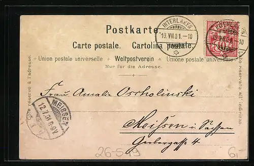 Künstler-AK C. Steinmann Nr. 2065: Interlaken, Ortsansicht aus der Vogelschau