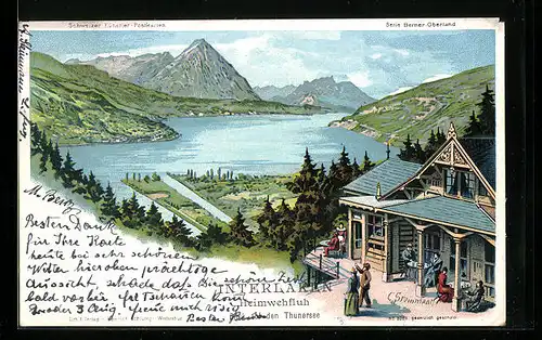 Künstler-AK C. Steinmann Nr.: 2056, Interlaken, Heimwehfluh, Blick auf den Thunersee