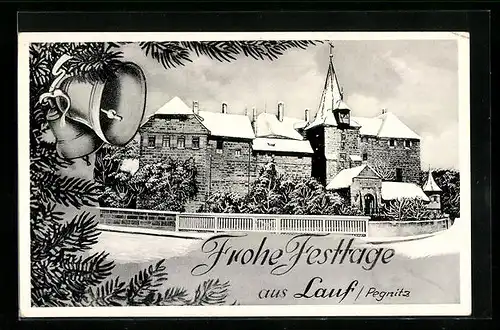 AK Lauf /Pegnitz, Kirche im Winter