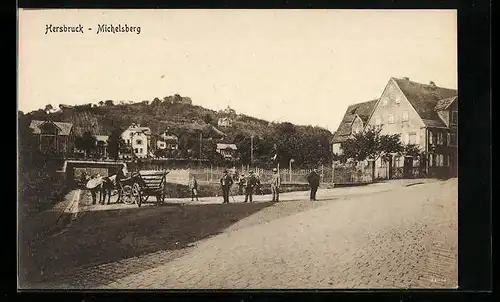 AK Hersbruck-Michelsberg, Ortsansicht mit Pferdekutsche