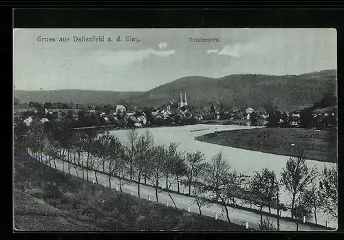 AK Dattenfeld a. d. Sieg, Ortsansicht mit Blick auf die Siegbrücke