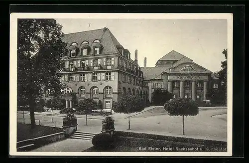 AK Bad Elster, Hotel Sachsenhof und Kurtheater