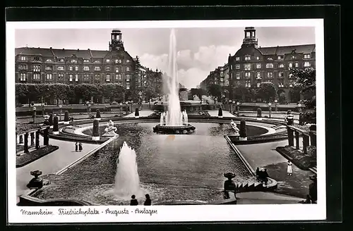 AK Mannheim, Friedrichsplatz mit Augusta-Anlagen