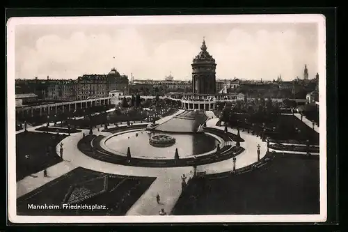 AK Mannheim, Friedensplatz, von oben gesehen