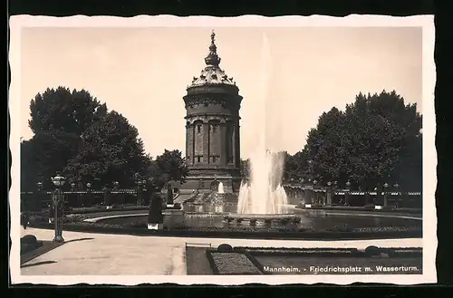 AK Mannheim, Friedrichsplatz mit Wasserturm