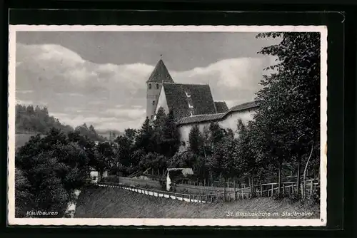 AK Kaufbeuren, St. Blasiuskirche mit Stadttheater