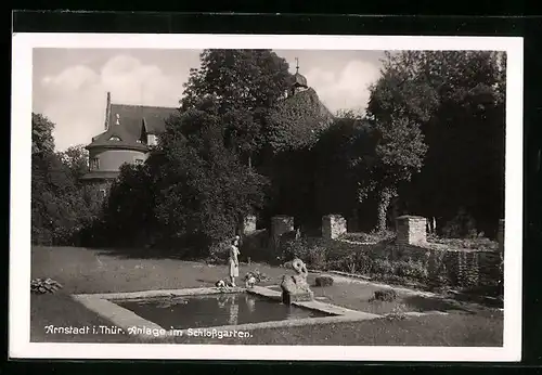 AK Arnstadt /Th., Anlage im Schlossgarten