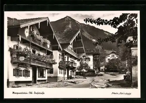 AK Marquartstein /Obb., Dorfstrasse mit Bergspitze