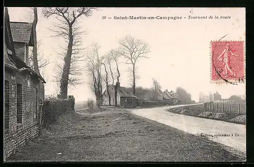 AK Saint-Martin-en-Campagne, Tournant de la route