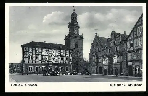AK Rinteln /Weser, Gaststätte Ratskeller und luth. Kirche