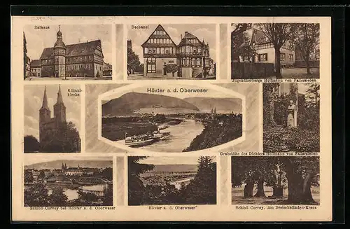 AK Höxter /Weser, Ortsansicht, Dechanei, Jugendherberge