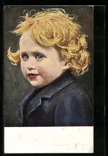 Künstler-AK sign. H. Weinhold: Unser Liebling mit blauen Augen und blonden Locken