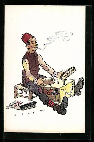 Künstler-AK Goyet: Salonique, Loustro, Schuhputzer