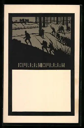 Künstler-AK sign.: Carlos Tips, Sturmangriff der deutschen Infanterie