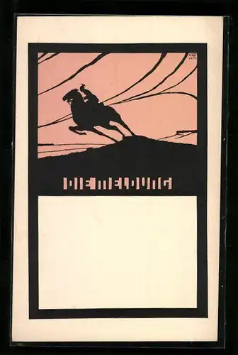 Künstler-AK sign. C. Tips: Die Meldung, Ulane im Galopp