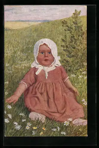 Künstler-AK sign. C. Priem: Ein Wunder, Kleinkind mit verdutzten Blick