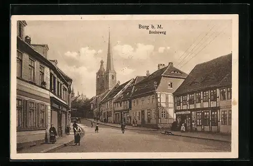 AK Burg b. M., Strassenblick in den Breiteweg