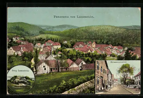 AK Lauenstein, Burg Lauenstein, Strassenansicht, Panorama