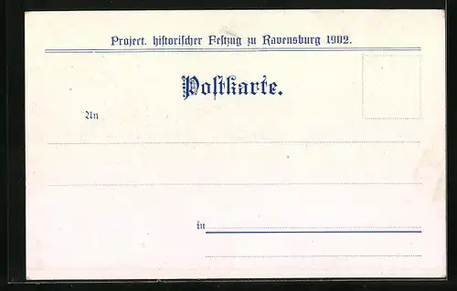 Künstler-AK Ravensburg, Project histor. Festzug 1902, Pfahlbauern