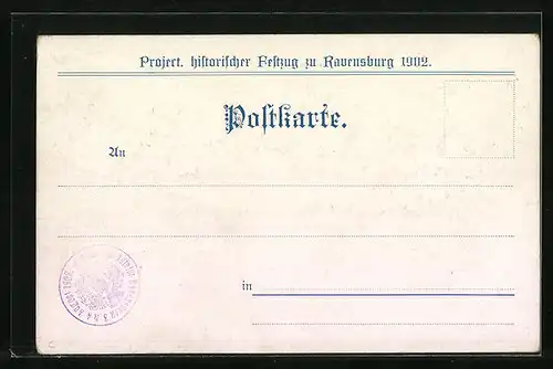 Künstler-AK Ravensburg, Project. historischer Festzug 1902, Liederkranz Ravensburg 1827-1902