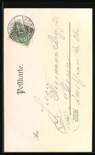 Lithographie Alt-Frankfurt, Kaiser-Dom im Stadtbild, St. Bartholomäus