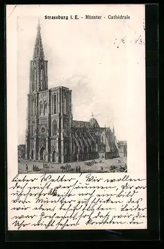 AK Strassburg i. E., Münster aus der Vogelschau