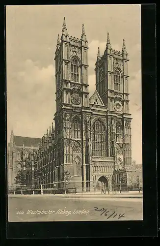 AK London, Westminster Abbey mit Strasse