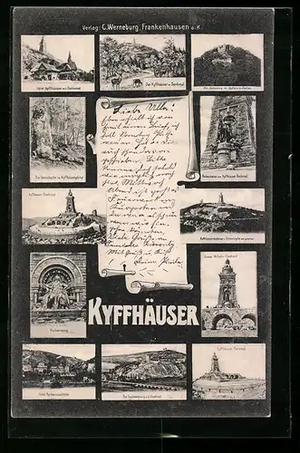 AK Kyffhäuser, Denkmal, Sachsenburg, Hotel Kyffhäuser, Hotel Barbarossahöhle