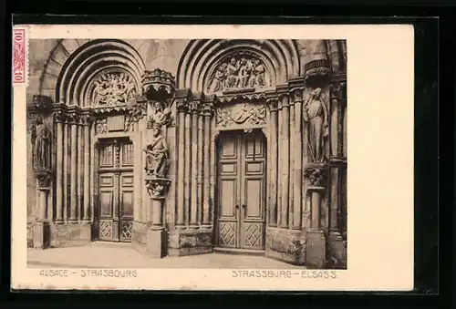 AK Strassburg /Elsass, Doppelportal der Kathedrale