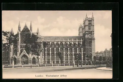 AK London, Westminster Abbey mit Strasse