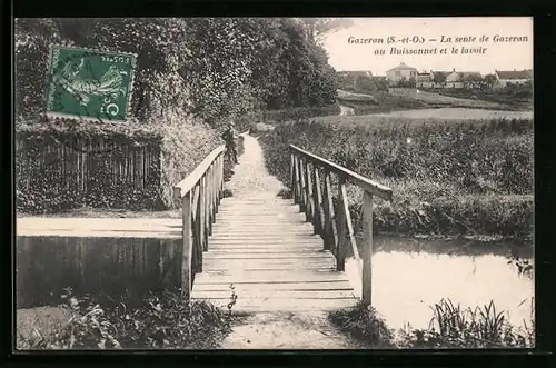 AK Gazeran, La sente de Gazeran au Buissonnet et le lavoir