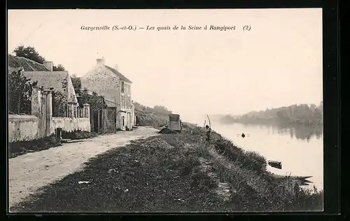 AK Gargenville, Les quais de la Seine à Rangiport
