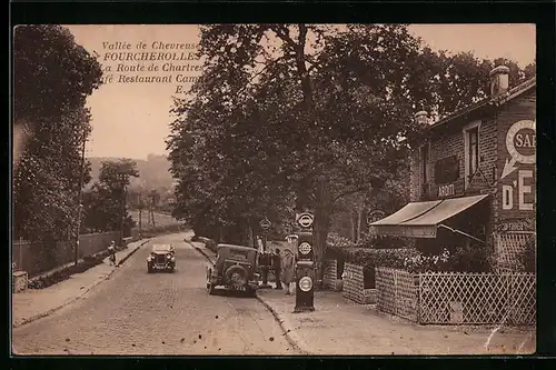 AK Fourcherolles, La Route de Chatres, Café-Restaurant Camus