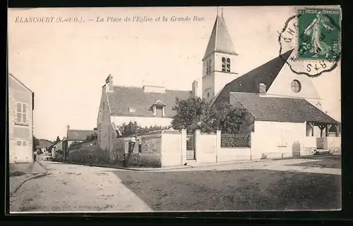 AK Elancourt, La Place de l'Eglise et la Grande Rue