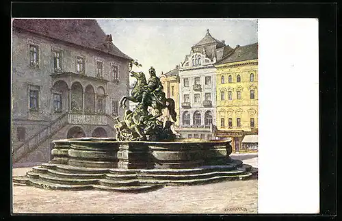 Künstler-AK Olomouc, Caesarova kasna s radnici