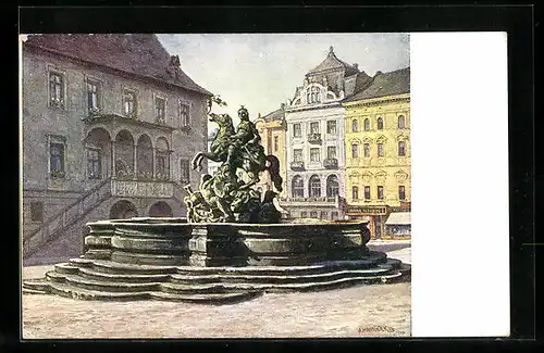 Künstler-AK Olomouc, Caesarova kasna s radnici