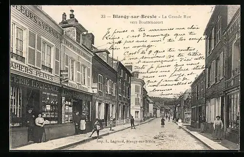 AK Blangy-sur-Bresle, La Grande Rue vers Bouttencourt